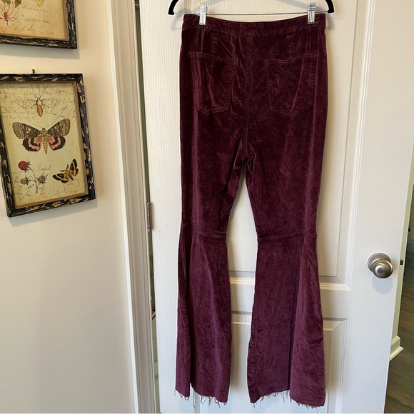 Free People Purple Microsuede Velvet Flare Bell Bottoms Size 31 We the Free - Picture 10 of 13